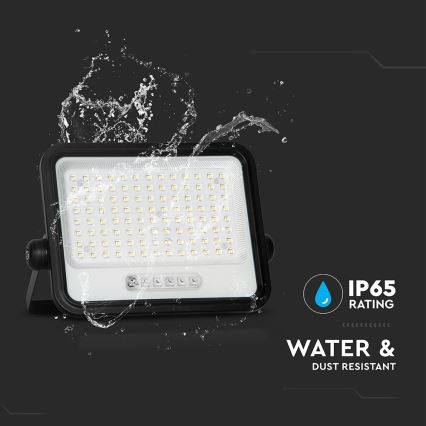 LED сонячний прожектор з регульованою яскравістю LED/200W/3,2V 2000-8000K IP65 10000 mAh чорний + дистанційне керування