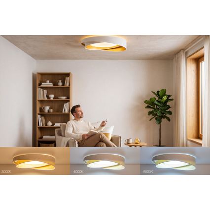 Затемнюваний стельовий світильник SMART GALAXY MODERN LED/24 Вт/230 В 3000-6500 К діаметр 55 см білий/золотистий + пульт дистанційного керування