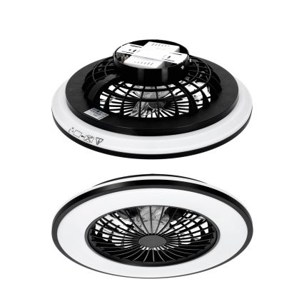 LED Стельовий світильник із димером і вентилятором VENTELUX LED/48W/230V 3000/4000/6500K діам. 48,5 cm чорний + пульт дистанційного керування