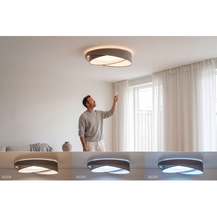 Світлодіодний стельовий світильник із регулюванням яскравості SMART GALAXY MODERN LED/24W/230V 3000-6500K діаметр 55 см сірий/білий + пульт дистанційного керування