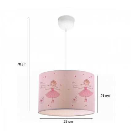 Дитяча люстра CANDY 1xE27/40W/230V рожева