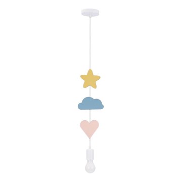 Дитяча люстра на шнурі TRIO 1xE27/20W/230V жовта/синя/рожева