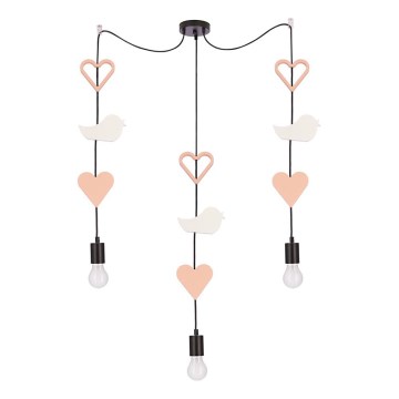 Дитяча люстра на тросі TRIO 3xE27/20W/230V рожевий/білий