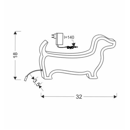 Дитяча настільна лампа DOG LED/12W/230V чорна