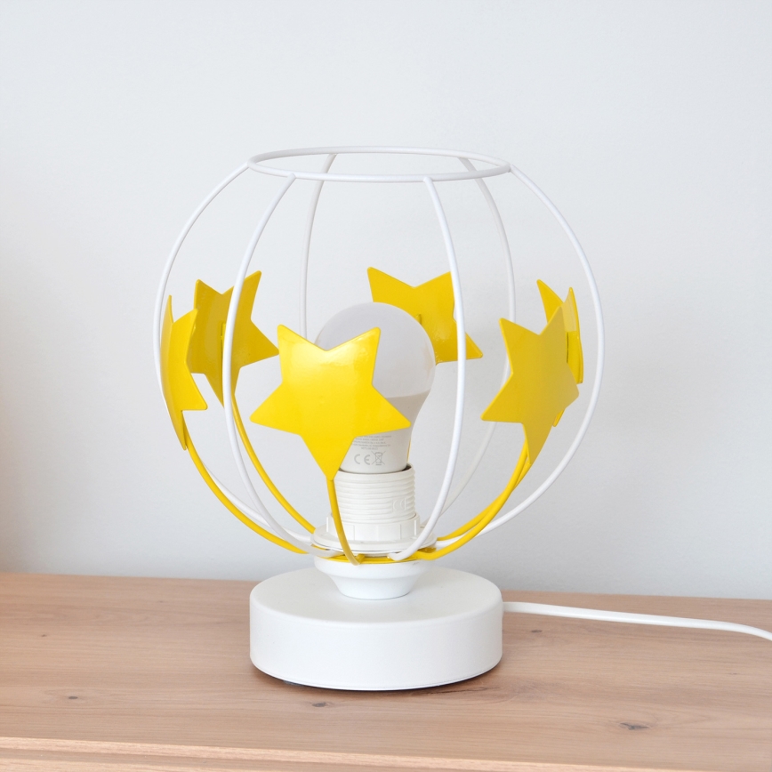 Дитяча настільна лампа STARS 1xE27/15W/230V жовтий/білий
