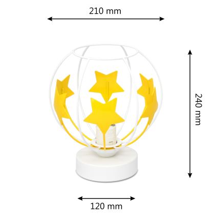 Дитяча настільна лампа STARS 1xE27/15W/230V жовтий/білий