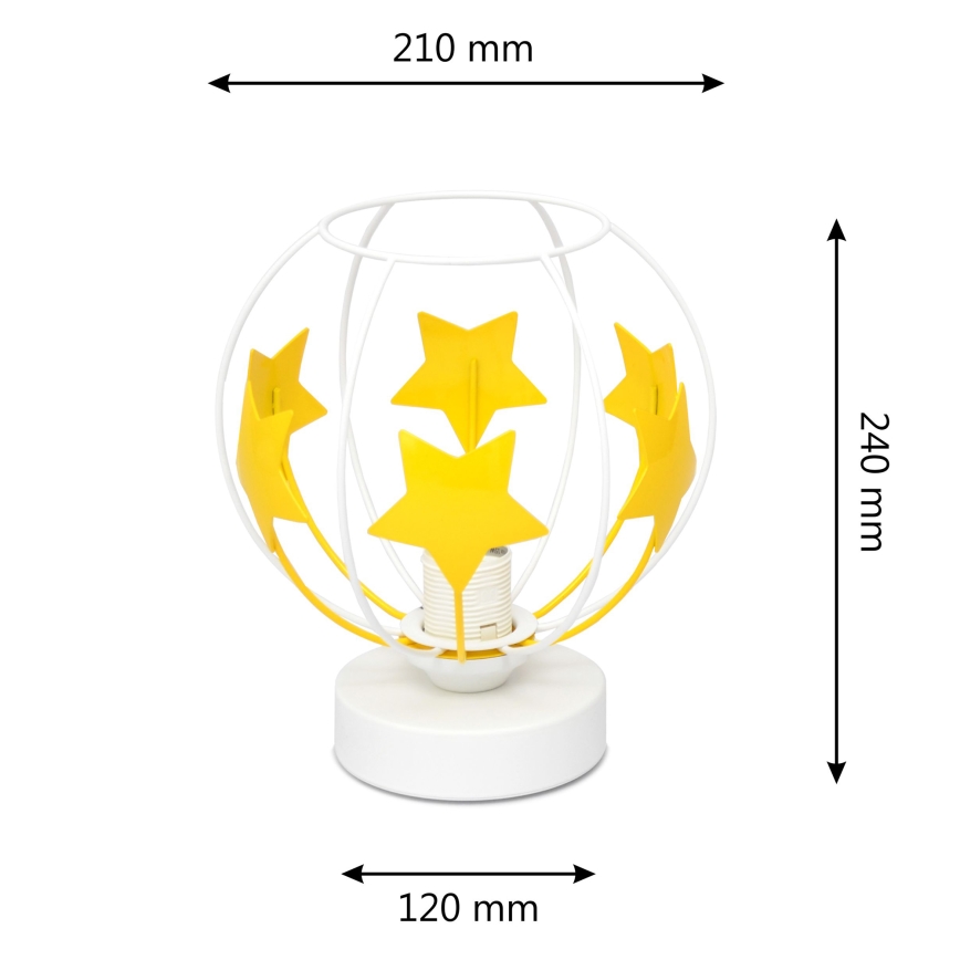 Дитяча настільна лампа STARS 1xE27/15W/230V жовтий/білий