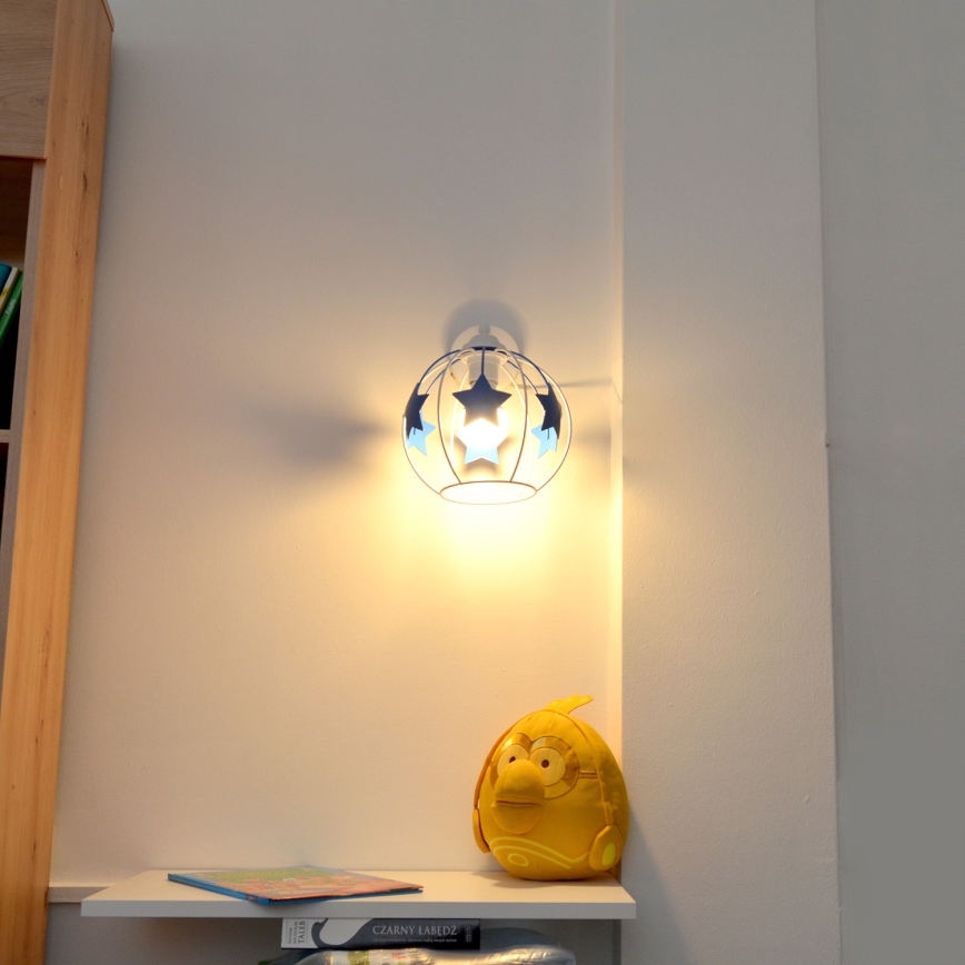Дитяча настінна лампа (бра) STARS 1xE27/15W/230V синій/білий