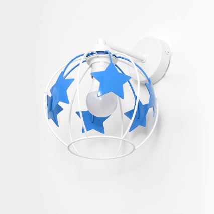 Дитяча настінна лампа (бра) STARS 1xE27/15W/230V синій/білий