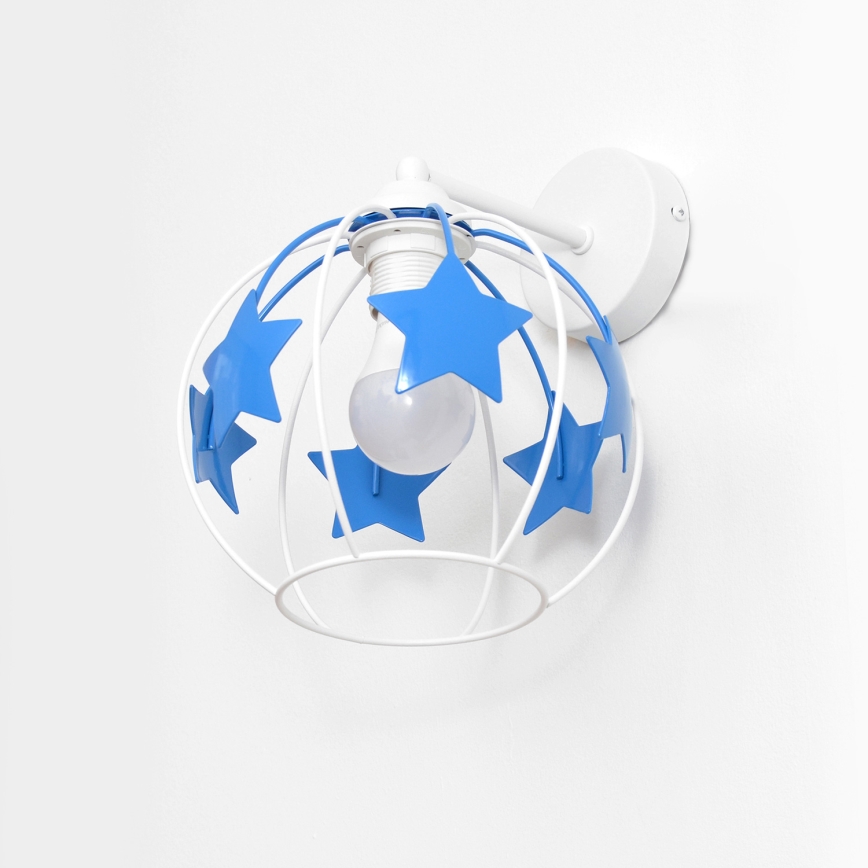 Дитяча настінна лампа (бра) STARS 1xE27/15W/230V синій/білий