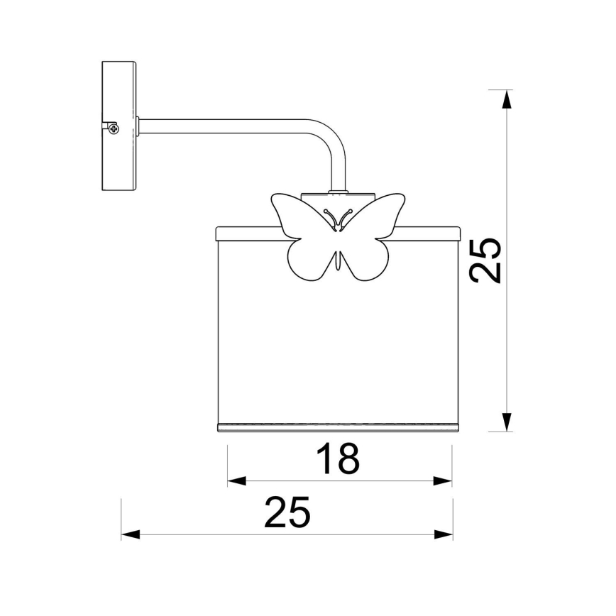 Дитяча настінна лампа (бра) SWEET 1xE27/15W/230V білий/рожевий/метелик