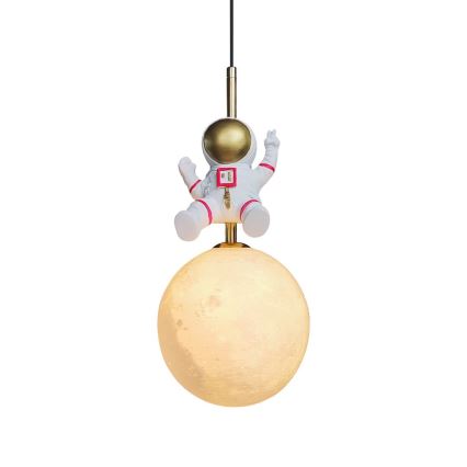 Дитяча підвісна люстра ASTRONAUT 1xE27/60W/230V діаметр 15 см золотий/бежевий