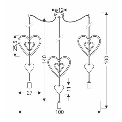 Дитяча підвісна люстра на шнурі TRIO 3xE27/20W/230V рожева/біла/сіра
