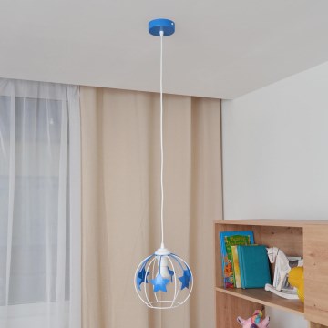 Дитяча підвісна люстра STARS 1xE27/15W/230V синій/білий