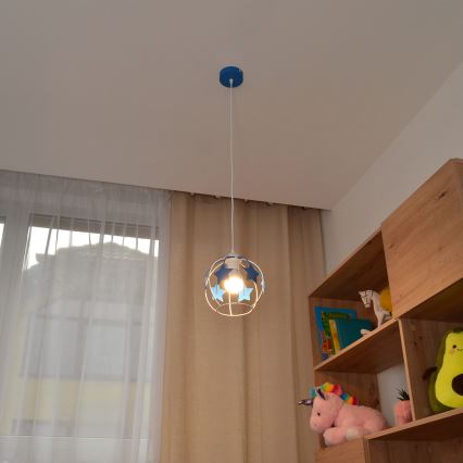 Дитяча підвісна люстра STARS 1xE27/15W/230V синій/білий