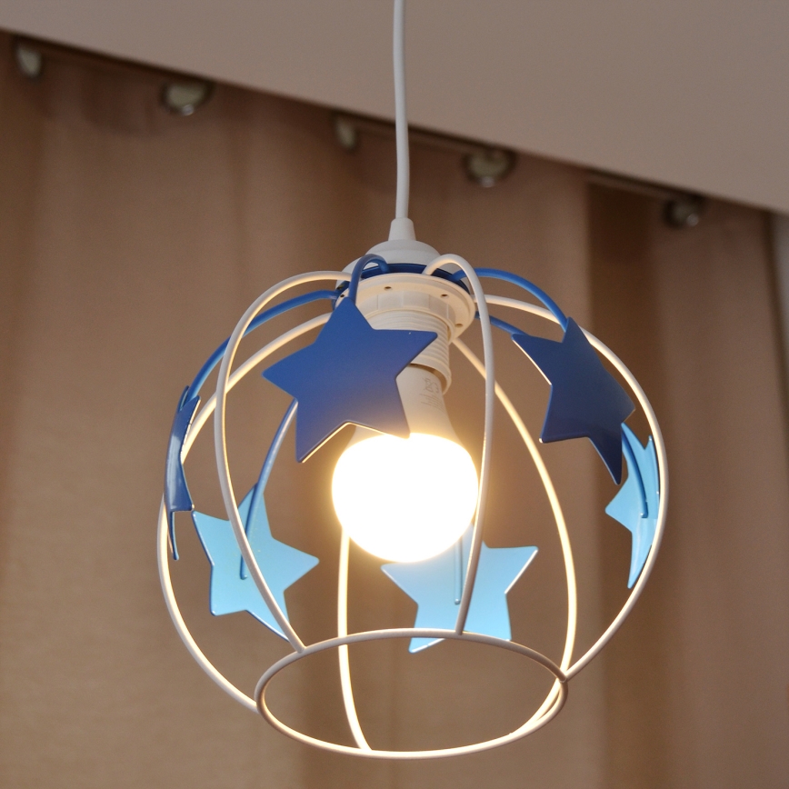 Дитяча підвісна люстра STARS 1xE27/15W/230V синій/білий