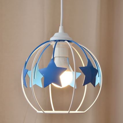 Дитяча підвісна люстра STARS 1xE27/15W/230V синій/білий