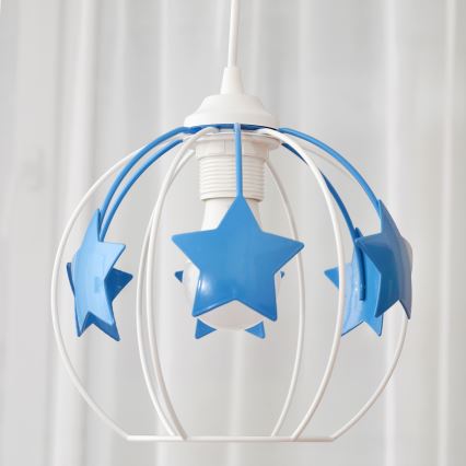 Дитяча підвісна люстра STARS 1xE27/15W/230V синій/білий