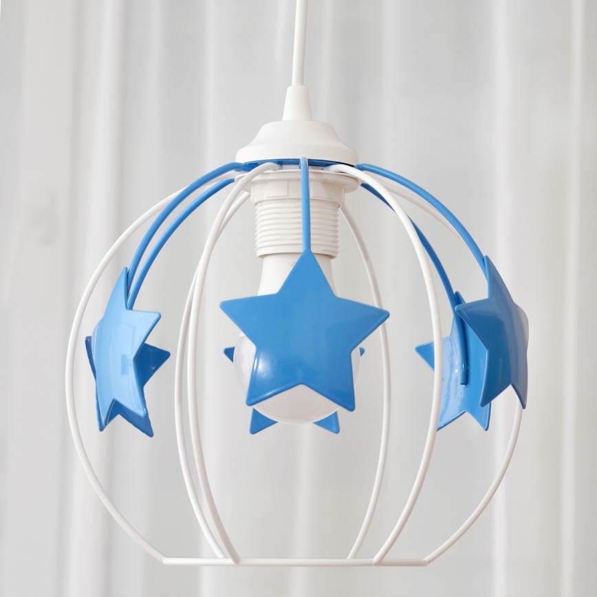Дитяча підвісна люстра STARS 1xE27/15W/230V синій/білий