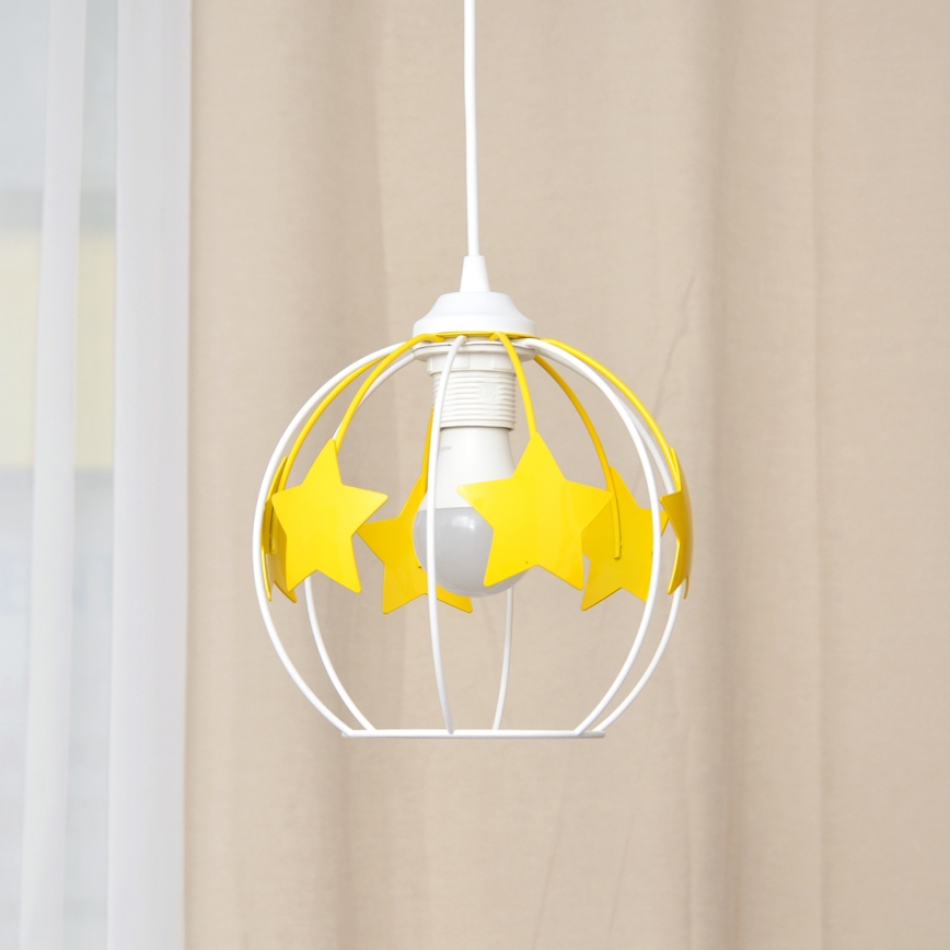Дитяча підвісна люстра STARS 1xE27/15W/230V жовтий/білий