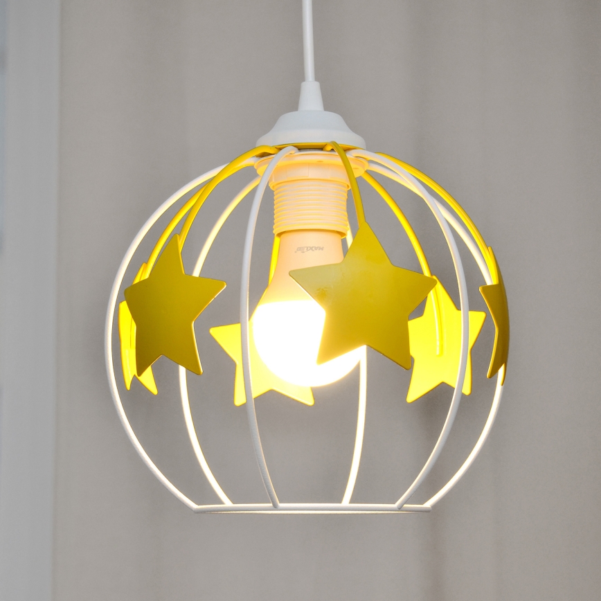 Дитяча підвісна люстра STARS 1xE27/15W/230V жовтий/білий