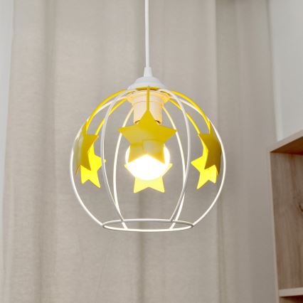 Дитяча підвісна люстра STARS 1xE27/15W/230V жовтий/білий