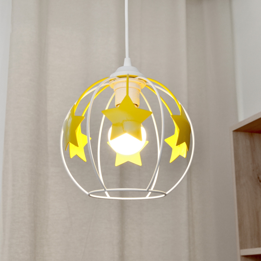 Дитяча підвісна люстра STARS 1xE27/15W/230V жовтий/білий