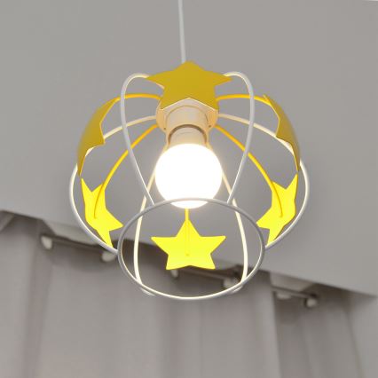 Дитяча підвісна люстра STARS 1xE27/15W/230V жовтий/білий