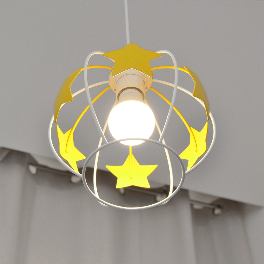 Дитяча підвісна люстра STARS 1xE27/15W/230V жовтий/білий