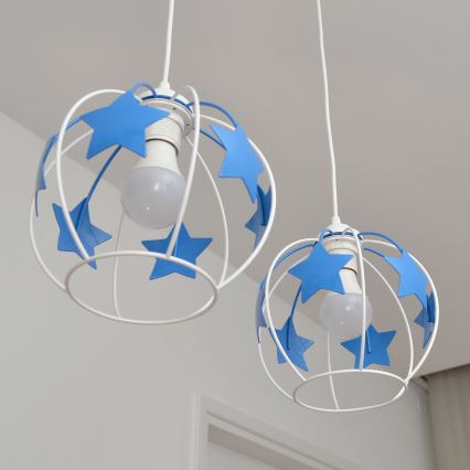 Дитяча підвісна люстра STARS 2xE27/15W/230V синій/білий