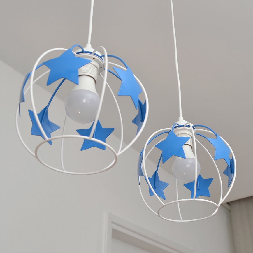 Дитяча підвісна люстра STARS 2xE27/15W/230V синій/білий