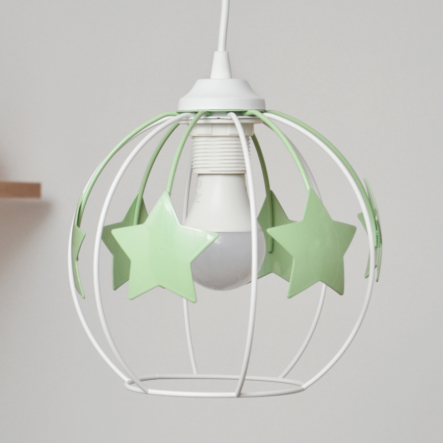 Дитяча підвісна люстра STARS 2xE27/15W/230V зелений/білий