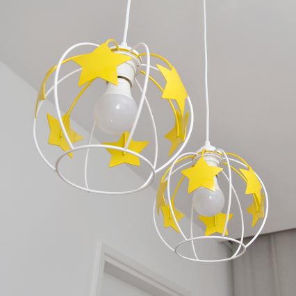 Дитяча підвісна люстра STARS 2xE27/15W/230V жовтий/білий
