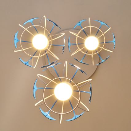 Дитяча підвісна люстра STARS 3xE27/15W/230V синій/білий