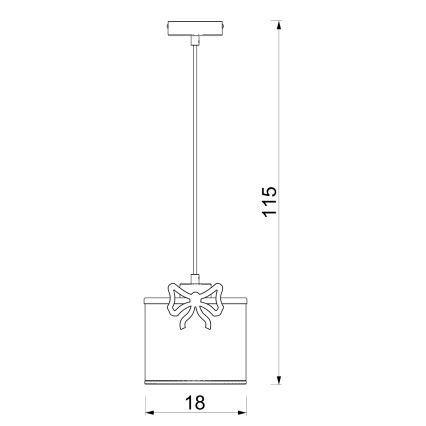Дитяча підвісна люстра SWEET 1xE27/15W/230V білий/рожевий/бантик