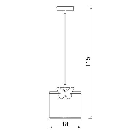 Дитяча підвісна люстра SWEET 1xE27/15W/230V білий/рожевий/метелик