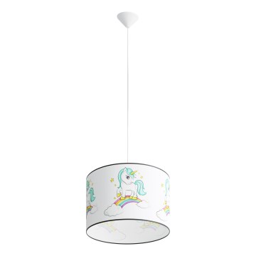 Дитяча підвісна люстра UNICORN 1xE27/15W/230V діаметр 40 см єдиноріг
