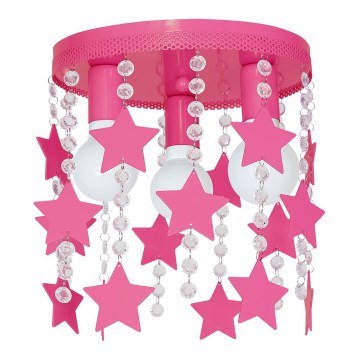 Дитяче стельове освітлення ELZA stars 3xE27/60W/230V темно-рожевий