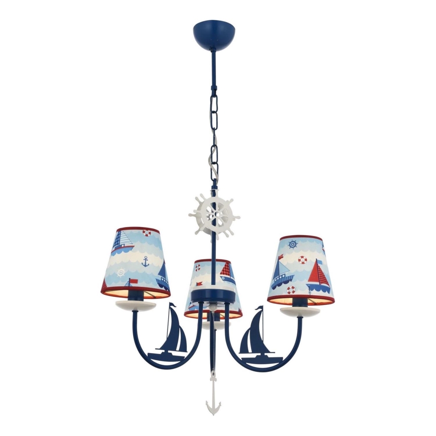 Дитяча люстра BOAT 3xE14/40W/230V синя