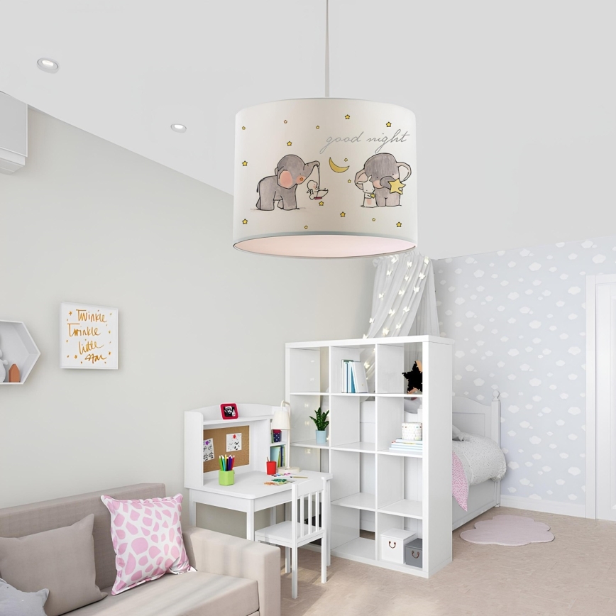 Дитяча люстра CANDY 1xE27/40W/230V біла/бежева