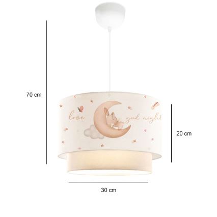 Дитяча люстра CANDY 1xE27/40W/230V біла/бежева