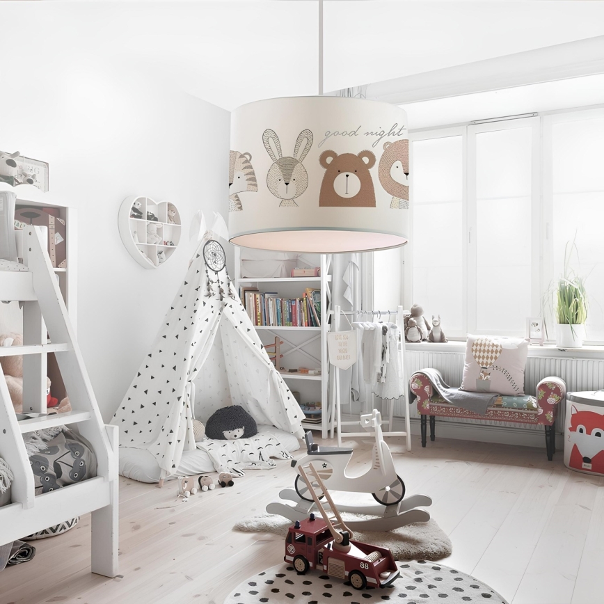 Дитяча люстра CANDY 1xE27/40W/230V біла/коричнева