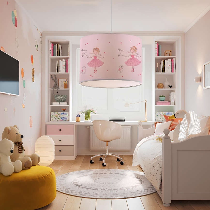 Дитяча люстра CANDY 1xE27/40W/230V рожева