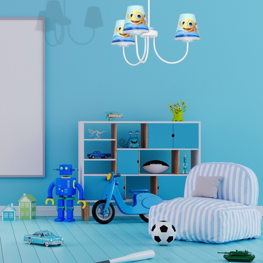 Дитяча люстра на штанзі FISH 3xE14/40W/230V