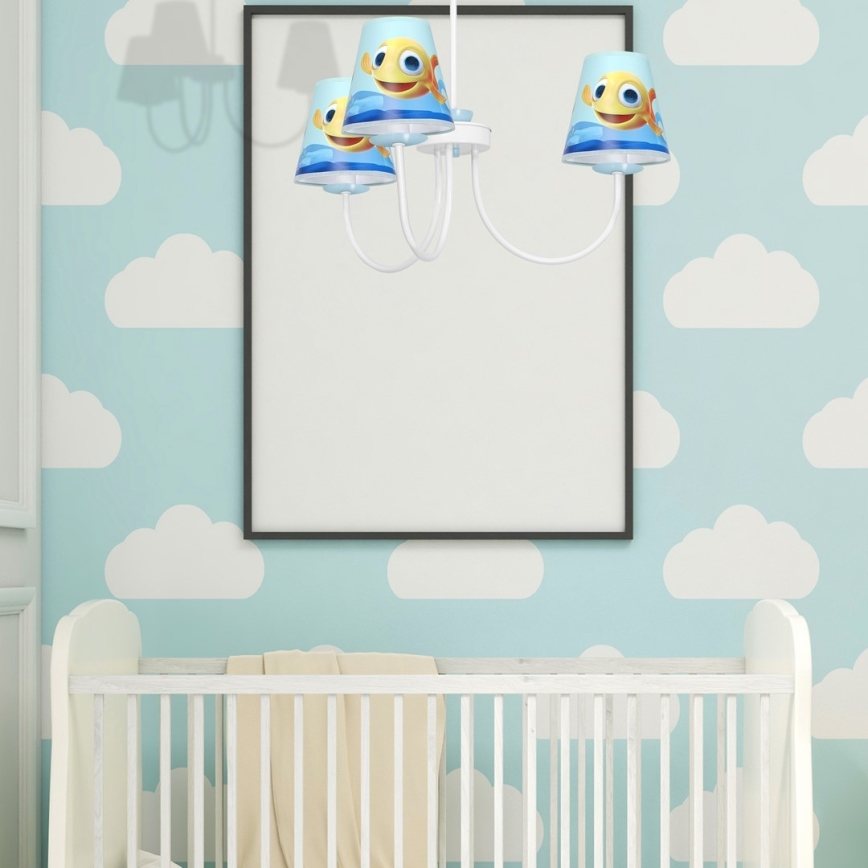 Дитяча люстра на штанзі FISH 3xE14/40W/230V