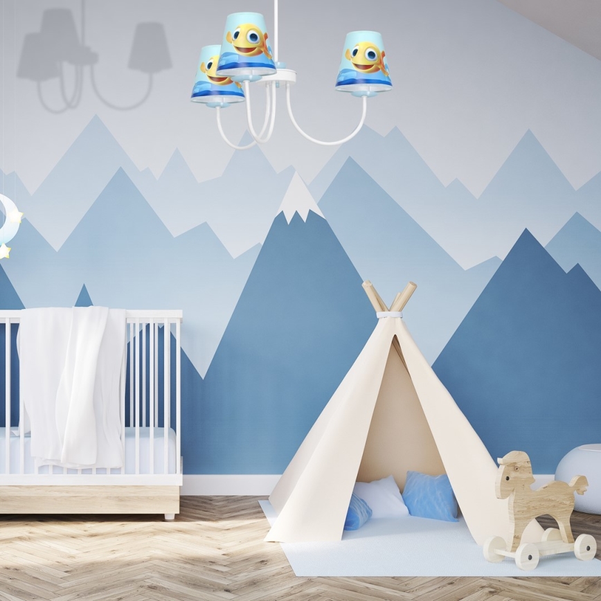 Дитяча люстра на штанзі FISH 3xE14/40W/230V