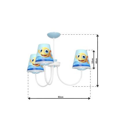 Дитяча люстра на штанзі FISH 3xE14/40W/230V