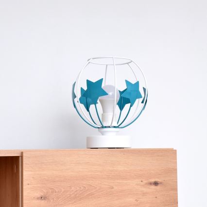Дитяча настільна лампа STARS 1xE27/15W/230V бірюзовий/білий