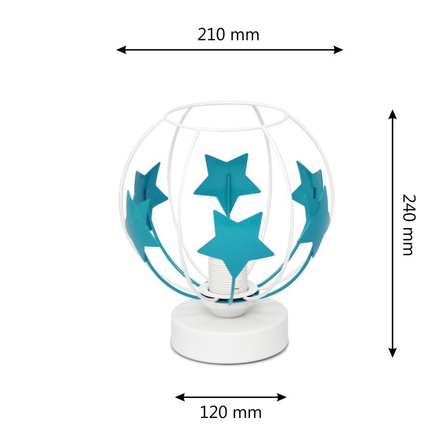 Дитяча настільна лампа STARS 1xE27/15W/230V бірюзовий/білий