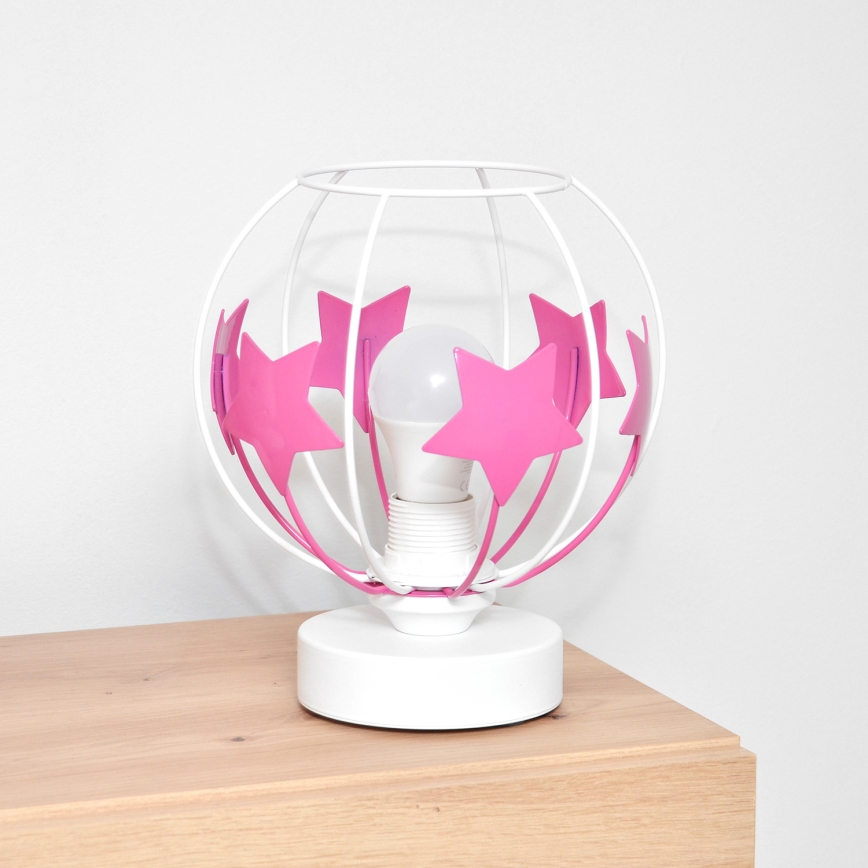 Дитяча настільна лампа STARS 1xE27/15W/230V рожевий/білий